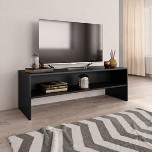 Orya Wooden TV Stand With Undershelf In Black