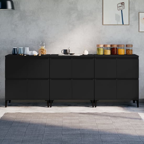 Peyton Wooden Sideboard With 12 Doors In Black