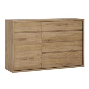 Sholka Wooden Sideboard With 1 Door And 5 Drawers In Oak