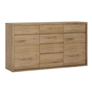 Sholka Wooden Wide Sideboard With 2 Doors And 6 Drawers In Oak