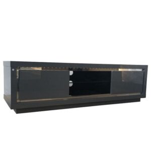 Spalding High Gloss TV Stand With 2 Doors In Grey And LED