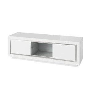 Spalding High Gloss TV Stand With 2 Doors In White And LED