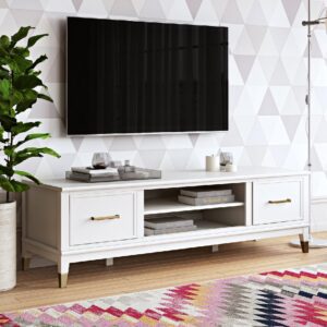 Wantagh Wooden TV Stand With 2 Doors In White