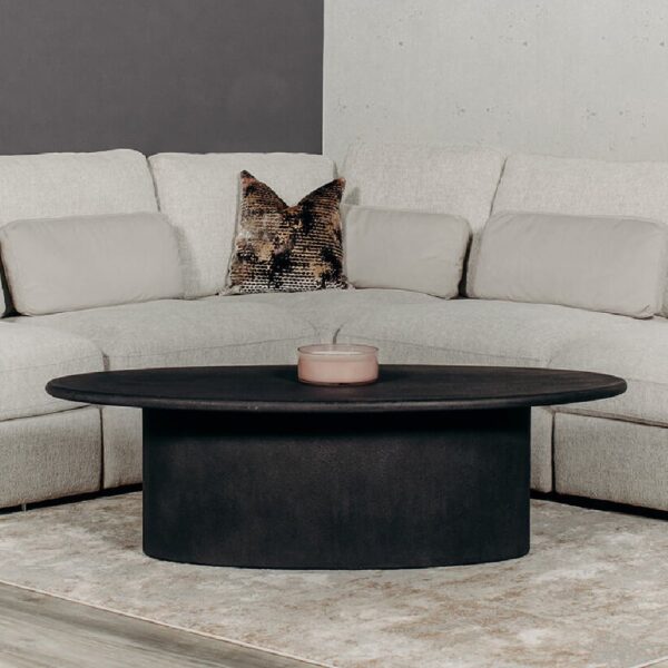 Zapopan Wooden Coffee Table In Black Concrete Effect